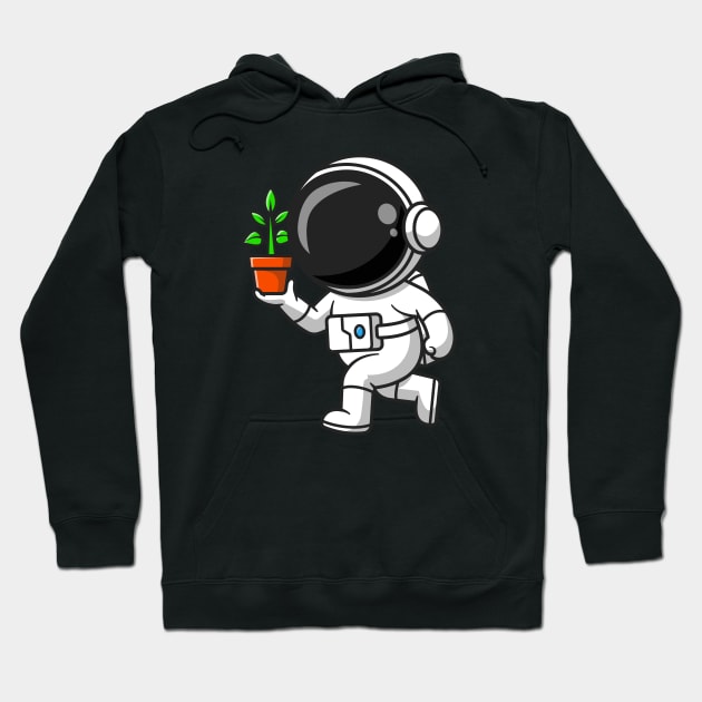 Cute Astronaut Holding Plant In A Pot Cartoon Hoodie by Catalyst Labs